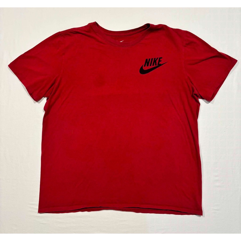 Nike Mens Red Futura Logo Athletic Cut Short Sleeve T-Shirt Size Large